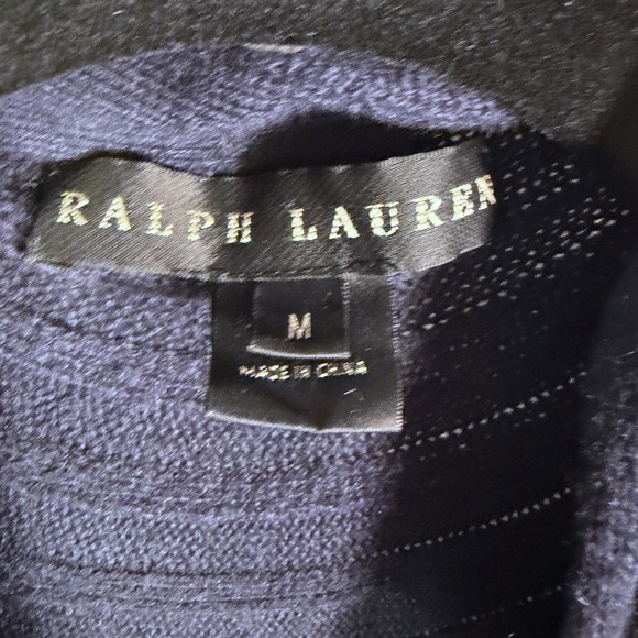 Ralph Lauren Black Label Cardigan Navy Blue 100% Cashmere Ribbed Cocoon Sz M - Picture 6 of 8